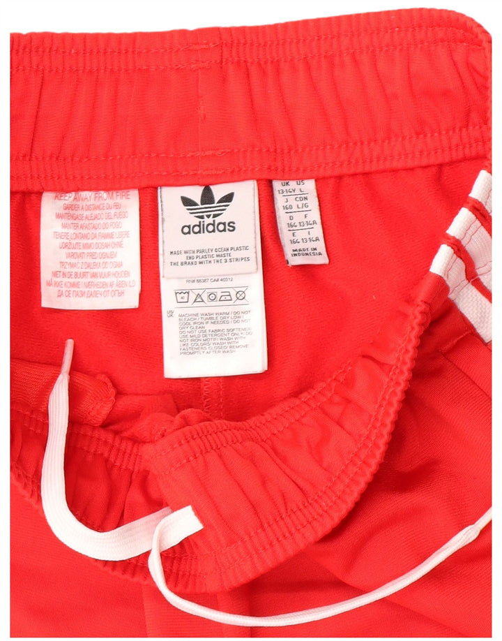 Adidas Boys Tracksuit Trousers Joggers 13-14 Years Red Polyester