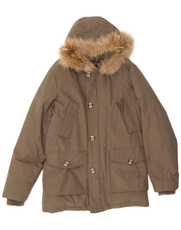Καναδικό ανδρικό μπουφάν Parka με κουκούλα UK 40 Large Khaki Cotton