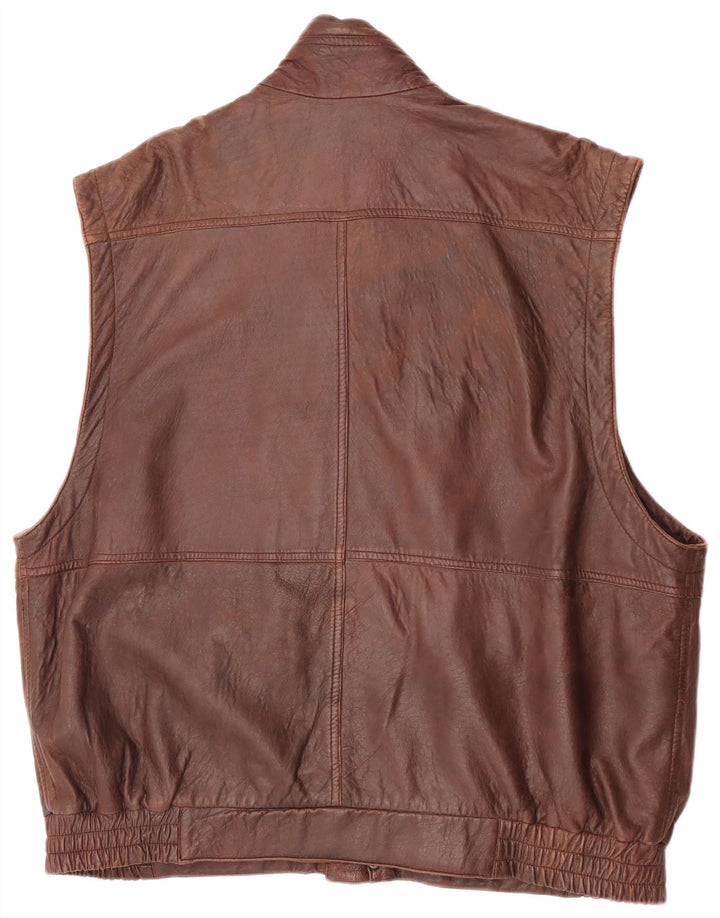 Forster Ανδρικό Δερμάτινο Gilet EU 60 5XL Καφέ