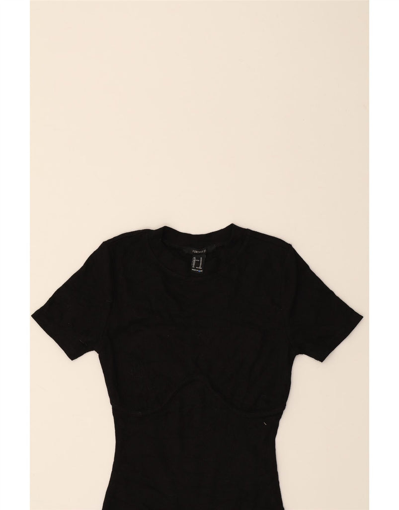 FOREVER 21 Womens Bodysuit UK 12 Medium Black Polyester Vintage Forever 21 and Second-Hand Forever 21 from Messina Hembry 