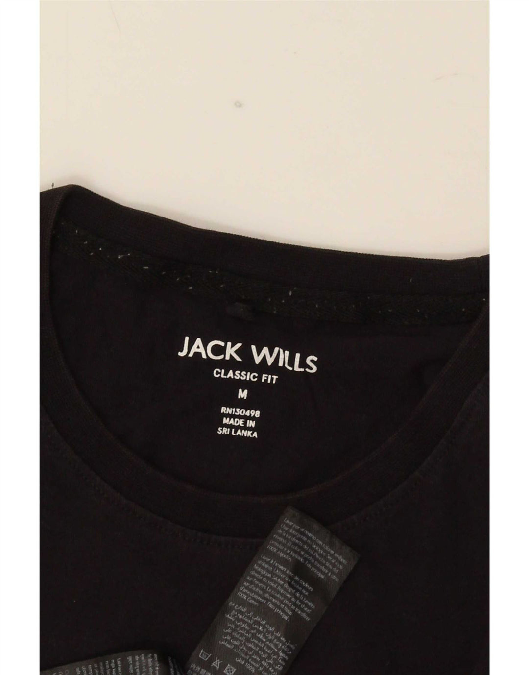 Jack Wills Ανδρικό γραφικό μπλουζάκι Classic Fit Top Μεσαίο μαύρο βαμβακερό