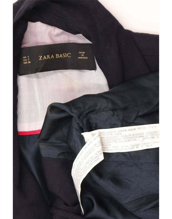 Zara Γυναικείο σακάκι 1 κουμπιού σακάκι UK 10 Small Navy Blue Acetate