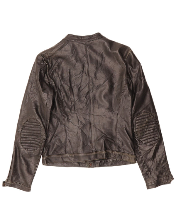 ZEN Γυναικείο Crop Leather Jacket UK 10 Small Black Leather