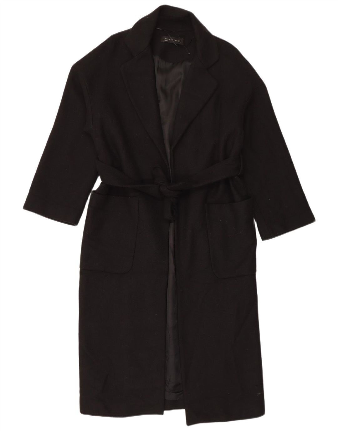 Zara Γυναικείο Πανωφόρι UK 10 Small Black Wool