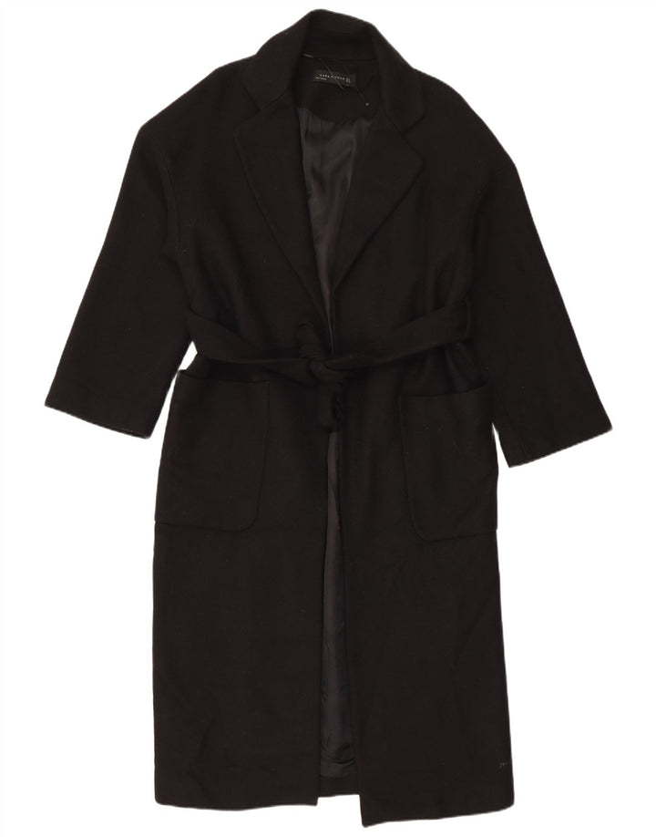 Zara Γυναικείο Πανωφόρι UK 10 Small Black Wool