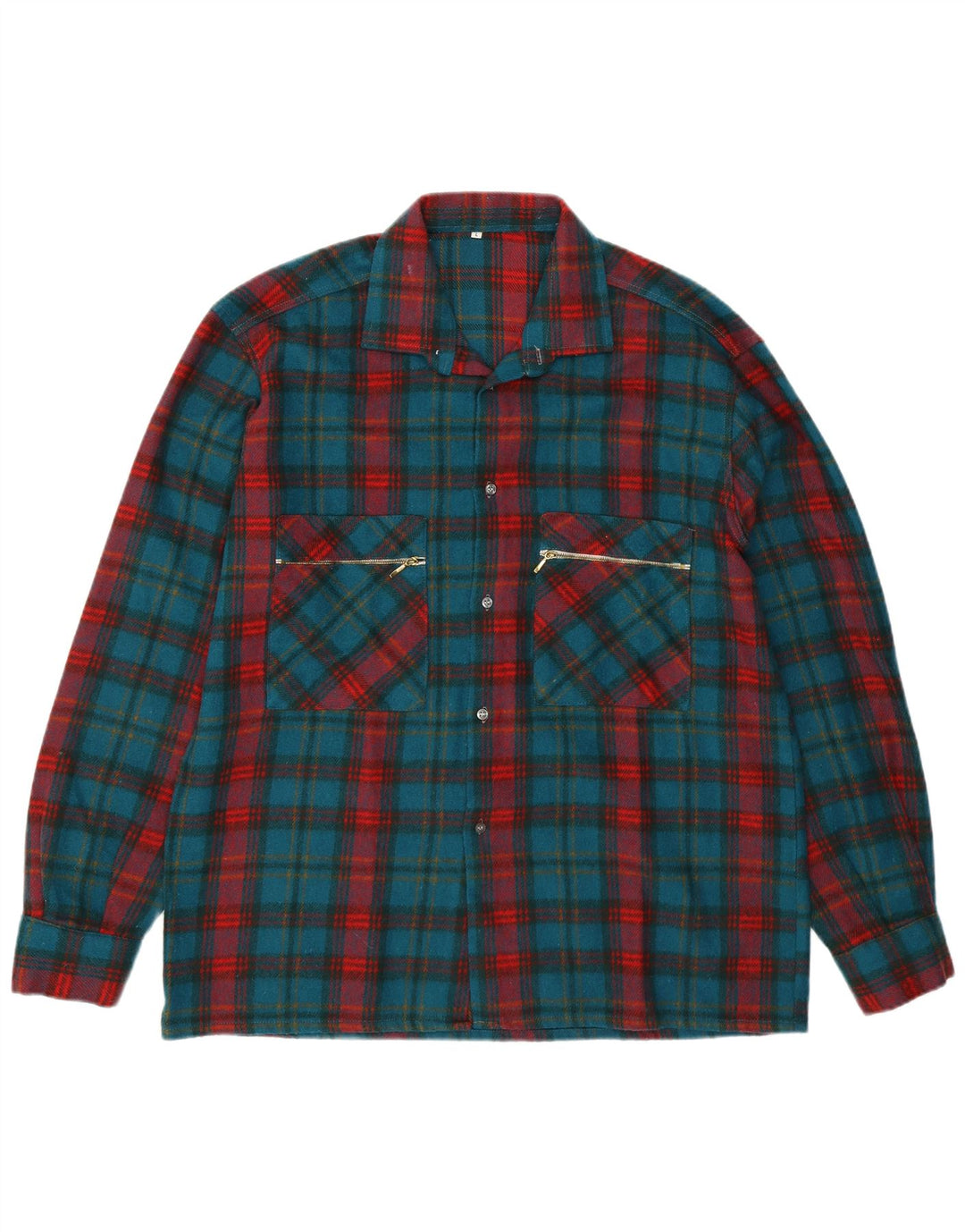 Vintage ανδρικό καρό φανελένιο πουκάμισο μεγάλο πράσινο καρό