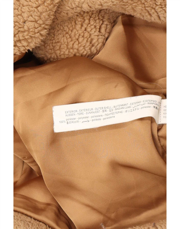 Zara Γυναικείο Μπουφάν Sherpa Oversized UK 6 XS καφέ πολυεστέρας