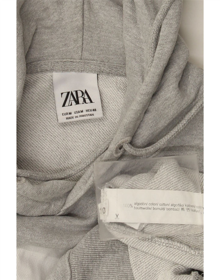 Zara Ανδρικό φούτερ με κουκούλα, μεσαίο γκρι, βαμβακερό