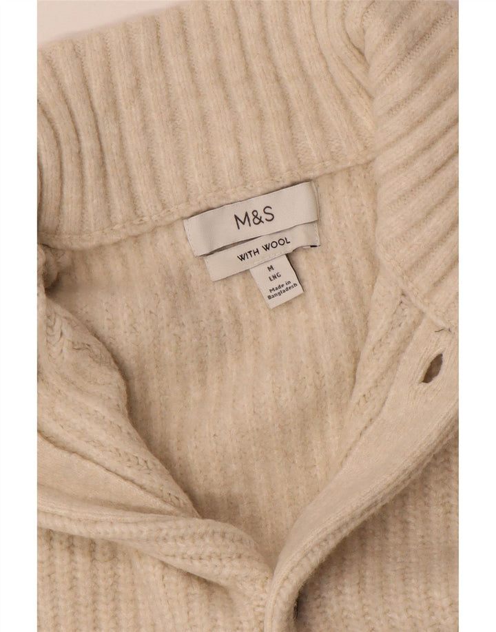Ανδρικό πουλόβερ ζακέτα Marks & Spencer, μεσαίο μπεζ μαλλί