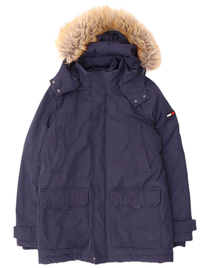 Tommy Hilfiger Ανδρικό μπουφάν Parka με κουκούλα UK 38 Medium Navy Blue Polyester