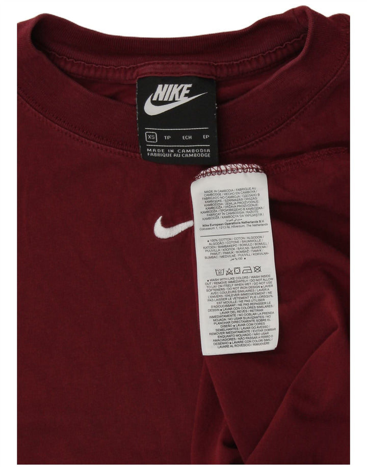 Γυναικείο T-Shirt NIKE Top UK 6 XS Βαμβακερό μπορντό