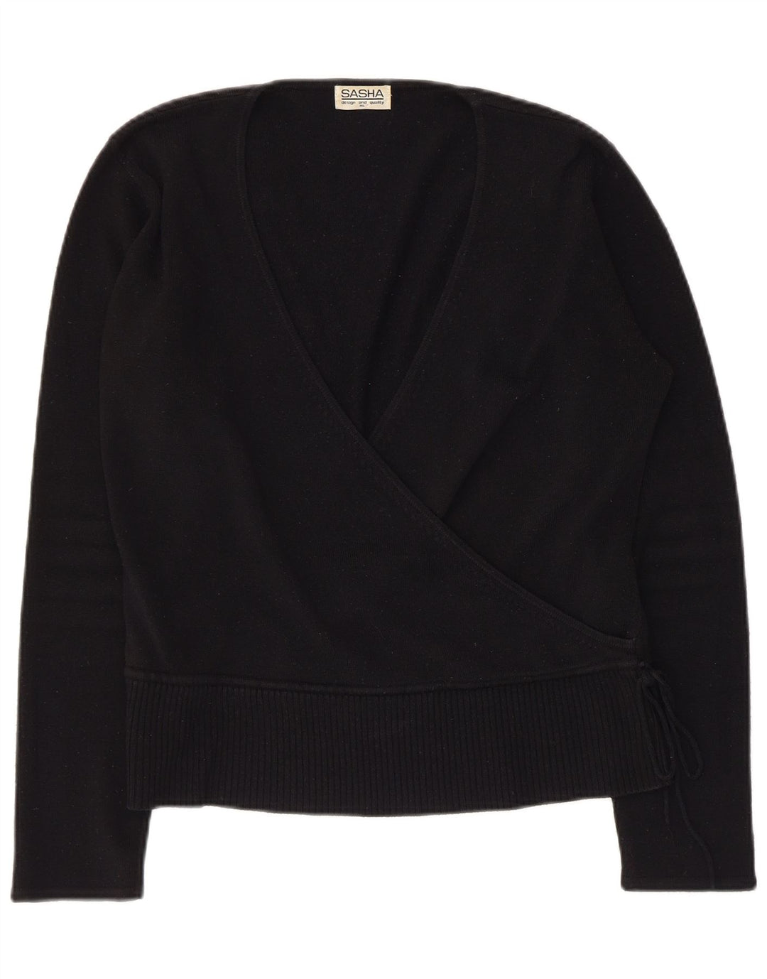 Sasha Γυναικείο πουλόβερ με λαιμόκοψη UK 18 XL Μαύρο Ακρυλικό