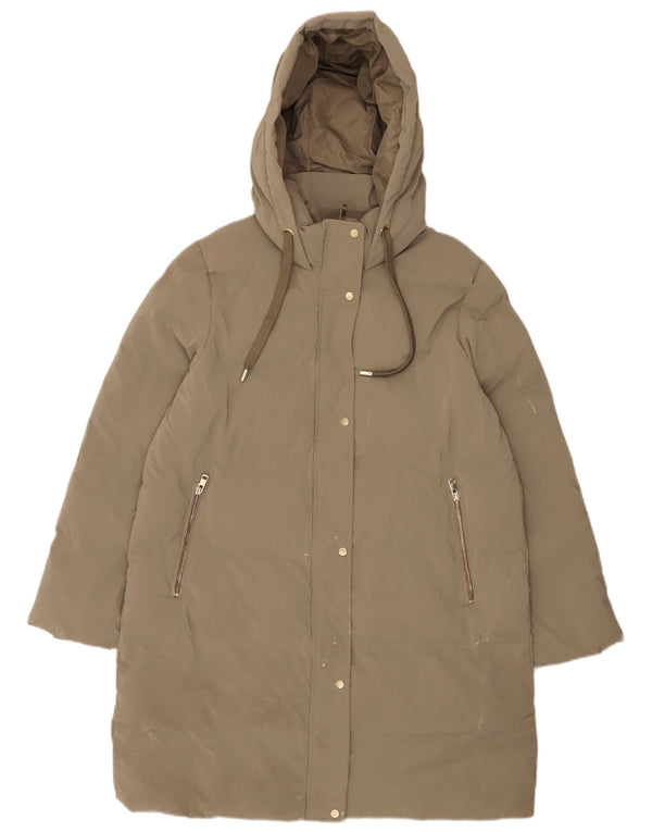 Zara Γυναικείο παλτό με κουκούλα UK 18 XL Khaki Polyester