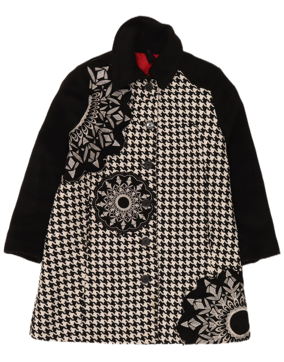 DESIGUAL Γυναικείο Γραφικό Παλτό EU 44 XL Μαύρο Houndstooth Πολυεστέρας