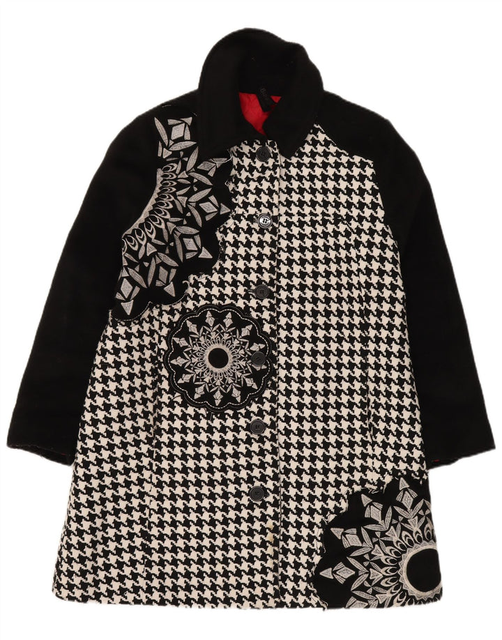 DESIGUAL Γυναικείο Γραφικό Παλτό EU 44 XL Μαύρο Houndstooth Πολυεστέρας