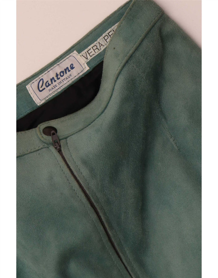 Vintage Γυναικεία Suede Φούστα W26 Μικρό Μπλε Δερμάτινο