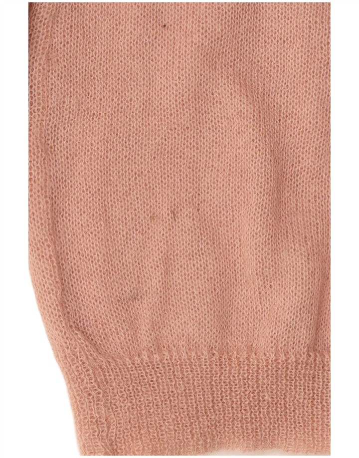 RICAMO A MANO Γυναικεία ζακέτα πουλόβερ IT 50 XL Pink Floral Mohair