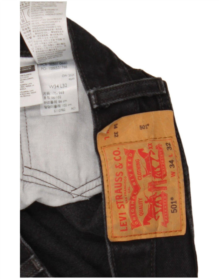 Levi's Mens 501 Straight Jeans W34 L32 Μαύρο βαμβακερό