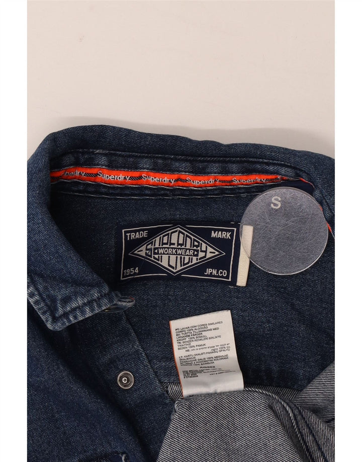 Ανδρικό τζιν πουκάμισο Superdry, μικρό μπλε βαμβακερό