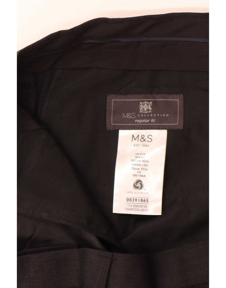 Ανδρικό παντελόνι με κανονική εφαρμογή Marks & Spencer W42 L31 Γκρι μαλλί