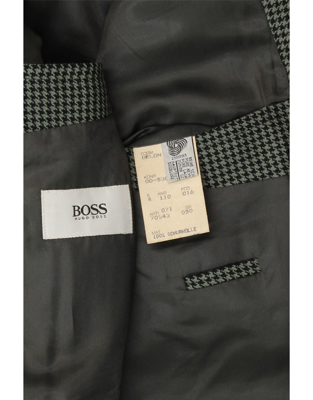 Ανδρικό σακάκι Hugo Boss IT 50 Large Green Houndstooth New Wool