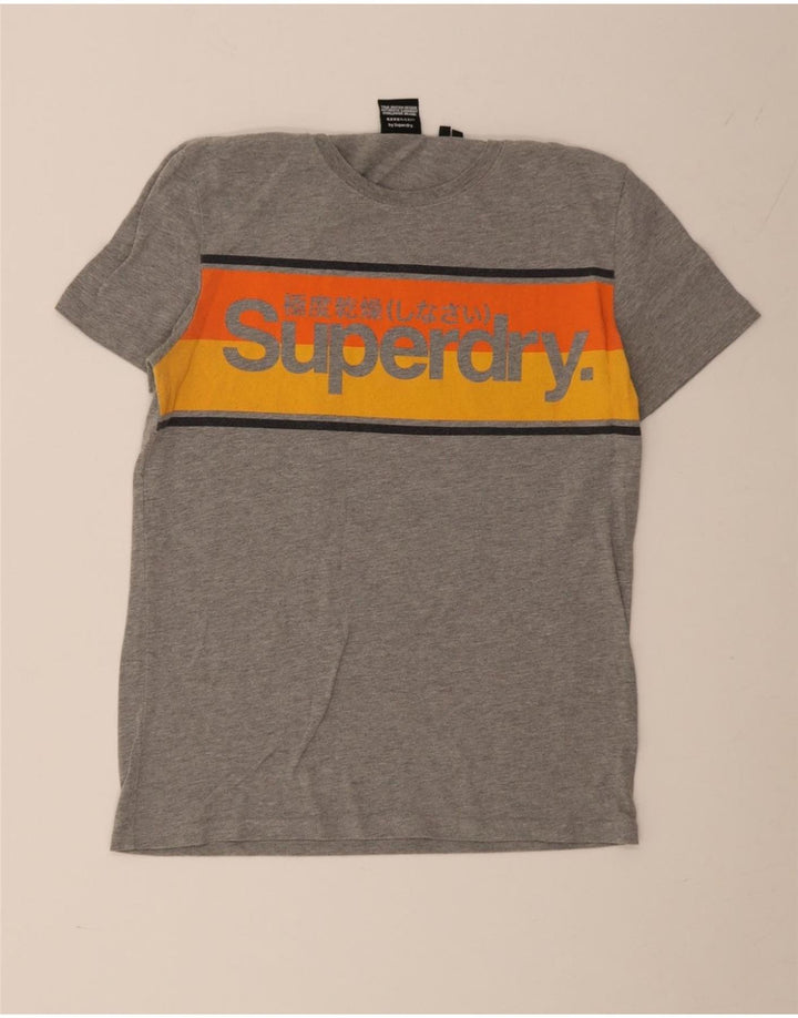 Ανδρικό γραφικό μπλουζάκι Superdry Top Medium Grey Colourblock Βαμβακερό
