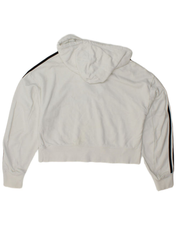 Γυναικεία κουκούλα ADIDAS Oversized Crop UK 8 Small White Cotton