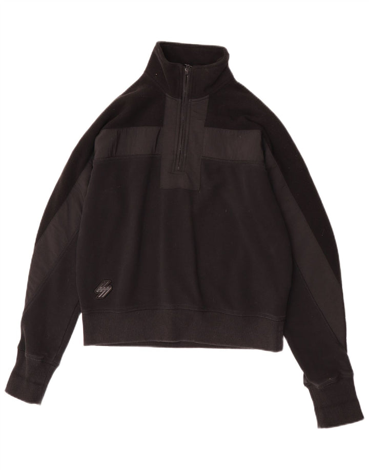 Superdry Γυναικείο φούτερ μεγάλου μεγέθους Jumper UK 10 Small Black Colourblock