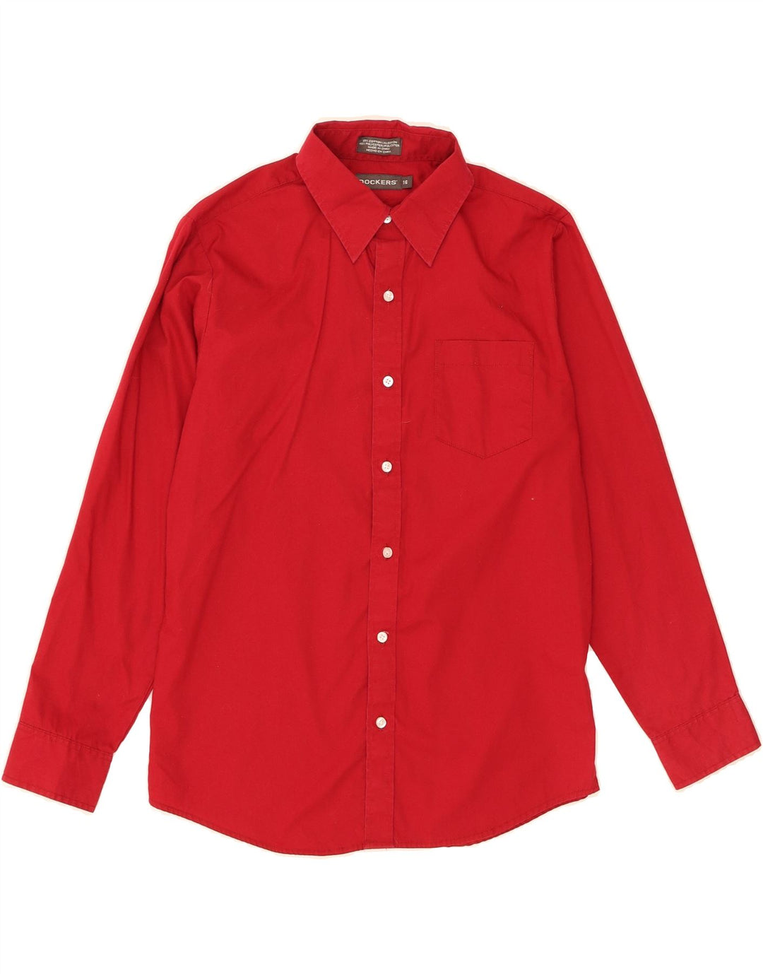 DOCKERS Boys Shirt 15-16 Years Red Cotton Vintage Dockers and Second-Hand Dockers from Messina Hembry 