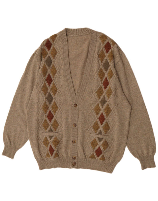Ανδρικό πουλόβερ vintage ζακέτα XL καφέ Argyle/Diamond