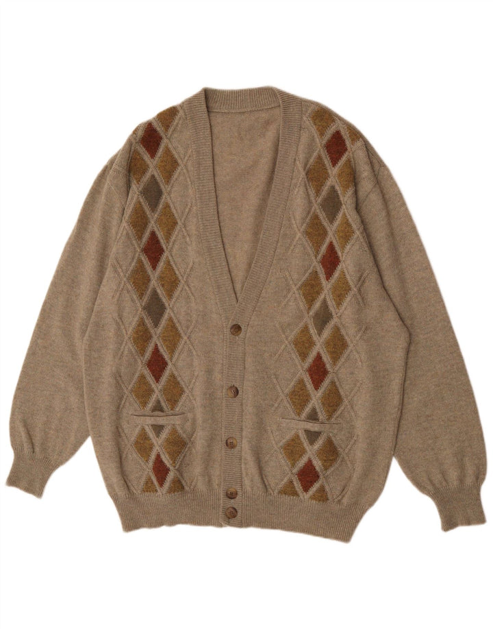 Ανδρικό πουλόβερ vintage ζακέτα XL καφέ Argyle/Diamond