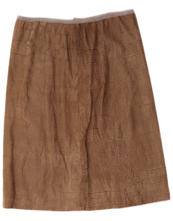 Vintage Γυναικεία Δερμάτινη Φούστα W30 Μεσαίο καφέ Animal Print