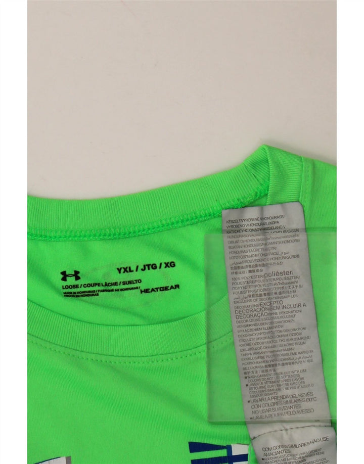 UNDER Armour Boys Heat Gear Graphic T-shirt Top 13-14 Years XL Green