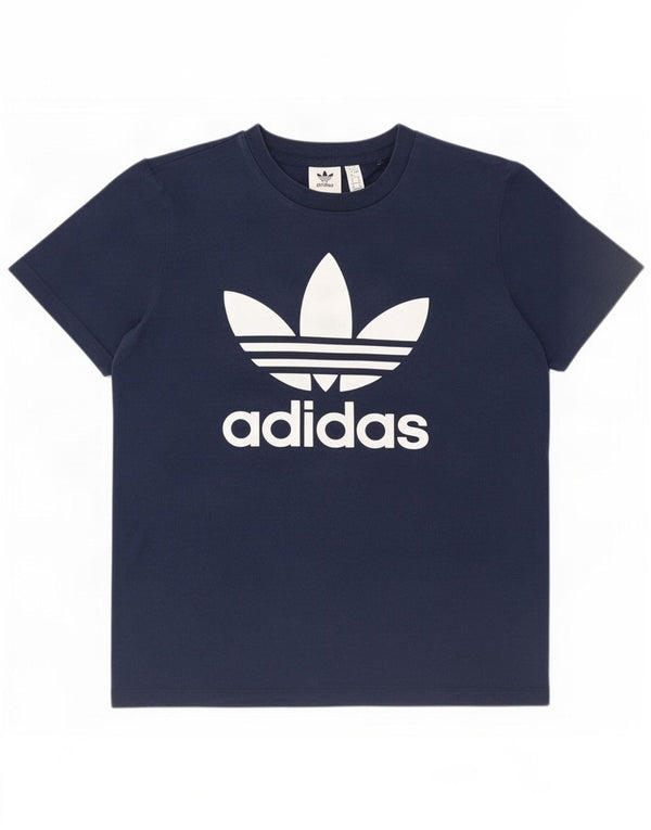 Adidas Γυναικείο T-Shirt Top UK 12 Medium Navy Blue από βαμβάκι