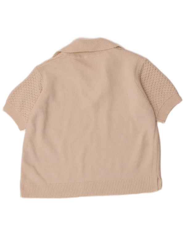 Marks & Spencer Γυναικείο πουλόβερ Crop Polo Neck Jumper UK 14 Medium Off White