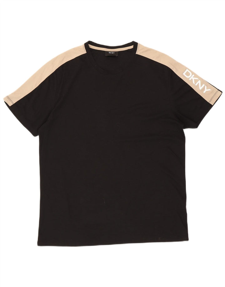 Ανδρικό γραφικό T-Shirt DKNY Top Large Black Colourblock Βαμβακερό