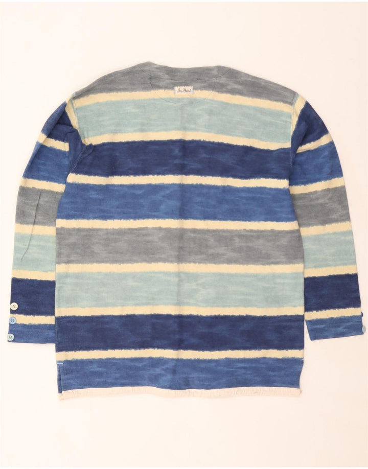 VINTAGE Womens Regular Fit Cardigan Sweater IT 42 Medium Blue Striped Vintage Vintage and Second-Hand Vintage from Messina Hembry 