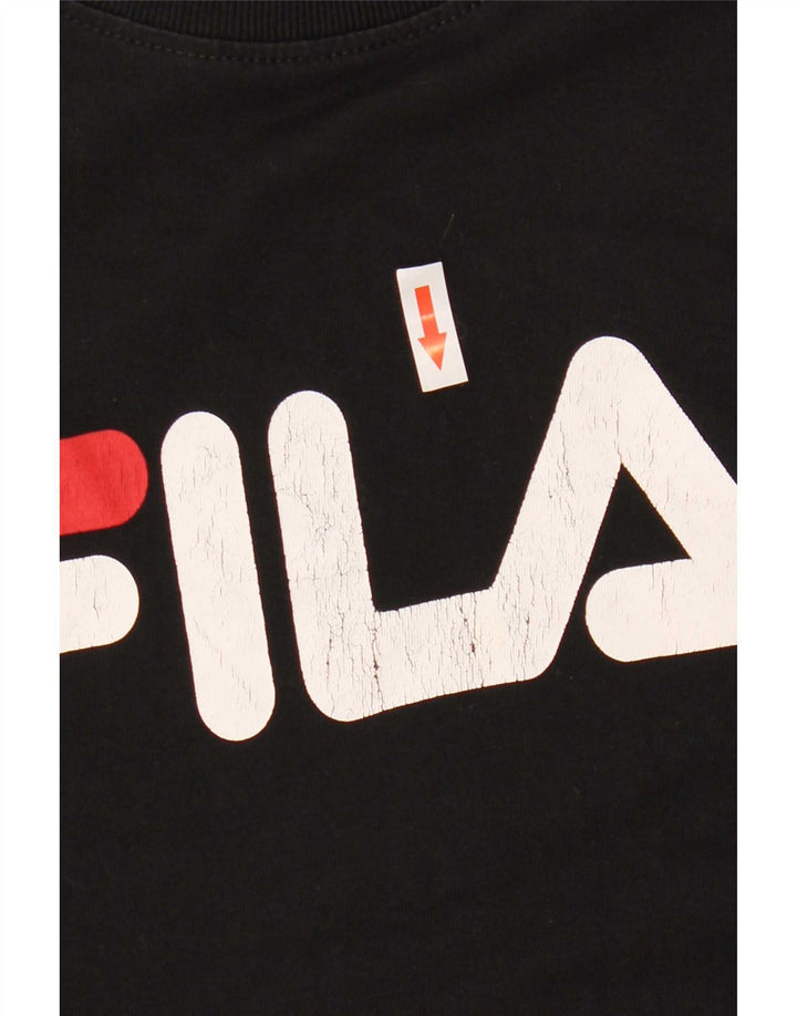 Ανδρικό γραφικό T-Shirt Fila Top Μεσαίο μαύρο βαμβακερό