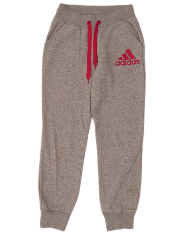 Γυναικεία αθλητική φόρμα γραφικών Adidas παντελόνι Joggers UK 4/6 XS γκρι βαμβακερό