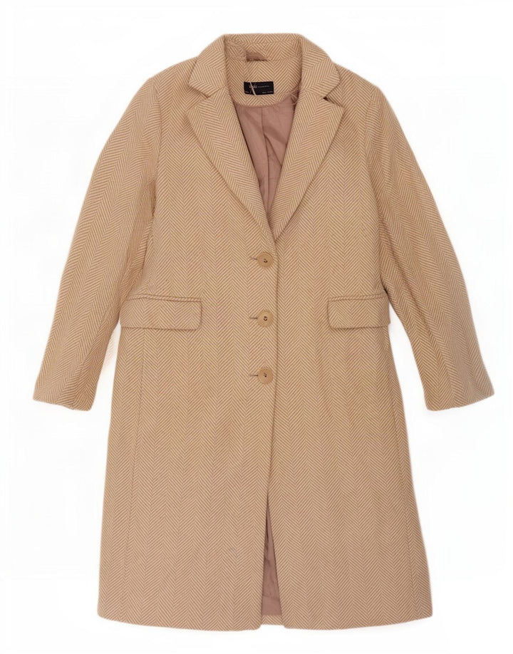 Marks & Spencer Γυναικείο Πανωφόρι UK 12 Medium Beige από ψαροκόκκαλο πολυεστέρας