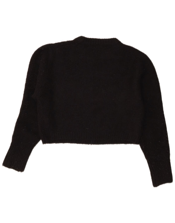 Zara Γυναικείο πουλόβερ με λαιμόκοψη Crop Crop UK 14 Medium Black Acrylic