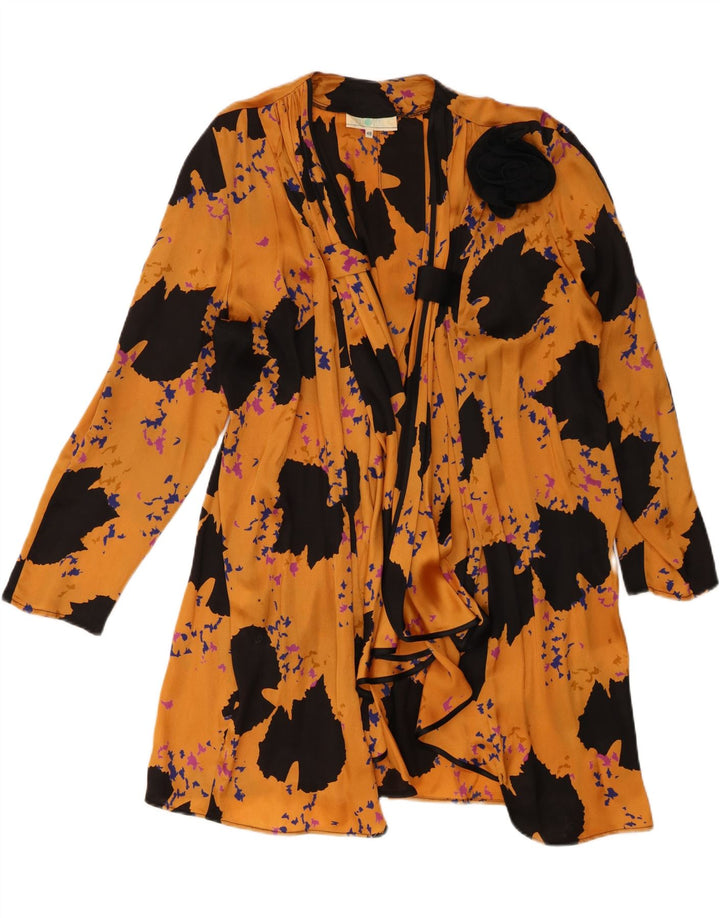 Vintage γυναικεία αφηρημένη ζακέτα με μοτίβο IT 48 XL κίτρινο πολυεστέρας