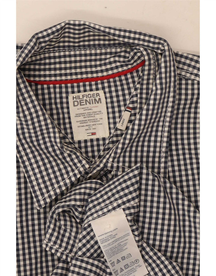 Ανδρικό πουκάμισο Tommy Hilfiger Large Navy Blue Gingham Cotton