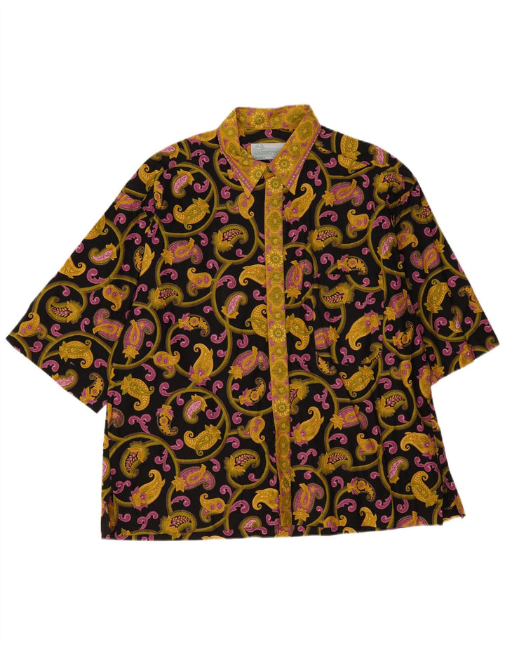 Vintage ανδρικό κοντομάνικο πουκάμισο XL μαύρο Paisley