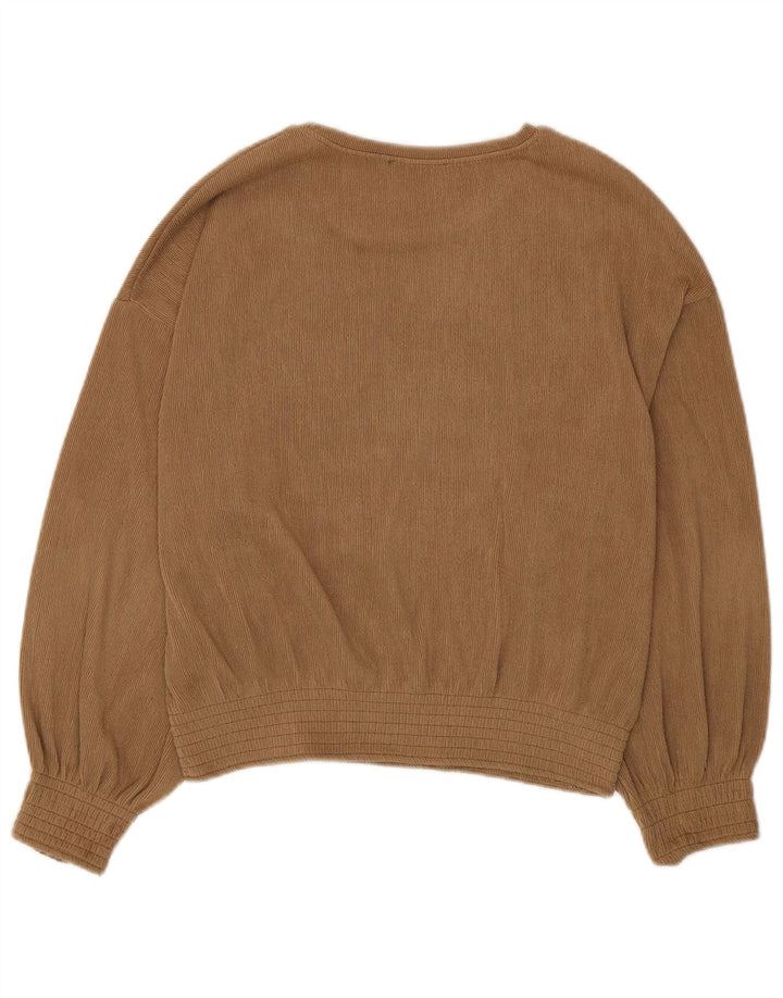 Zara Γυναικεία Μακρυμάνικη Μπλούζα Τοπ UK 14 Medium Beige Polyester