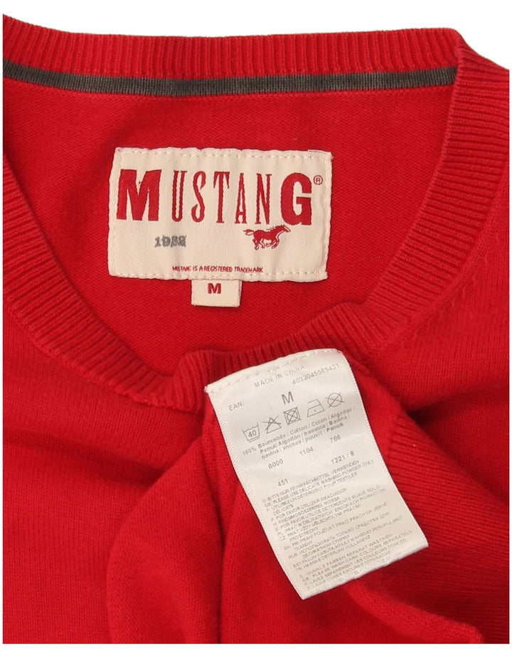 Mustang Ανδρικό πουλόβερ με λαιμόκοψη, μεσαίο κόκκινο βαμβακερό