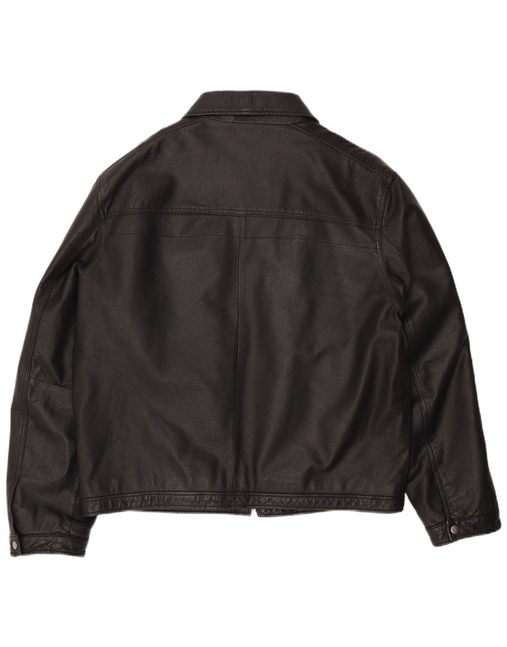 ANGELO LITRICO Ανδρικό Δερμάτινο Μπουφάν UK 42 XL Μαύρο Δερμάτινο