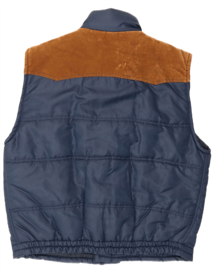 Vintage ανδρικό padded Gilet UK 38 Medium Navy Blue Polyester
