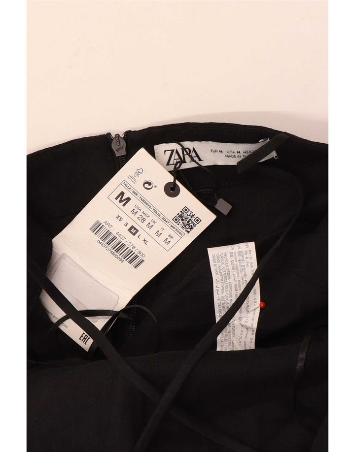 Zara Γυναικείο Slip Dress UK 12 Medium Μαύρο Λινό