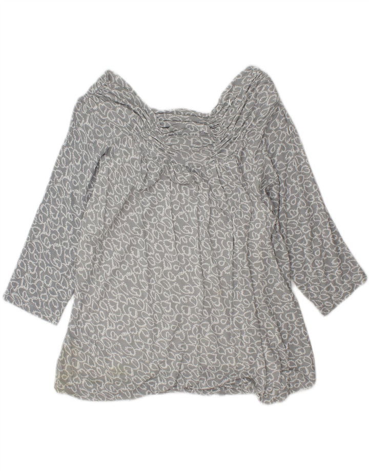PHASE EIGHT Womens 3/4 Sleeve Blouse Top UK 14 Medium Grey Floral Viscose Vintage Phase Eight and Second-Hand Phase Eight from Messina Hembry 